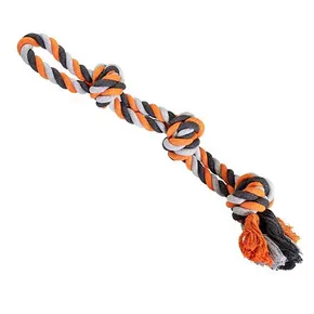 Dvojité lano HipHop bavlnené 3 knôty 60 cm / 450 g šedá, tm.šedá, oranžová